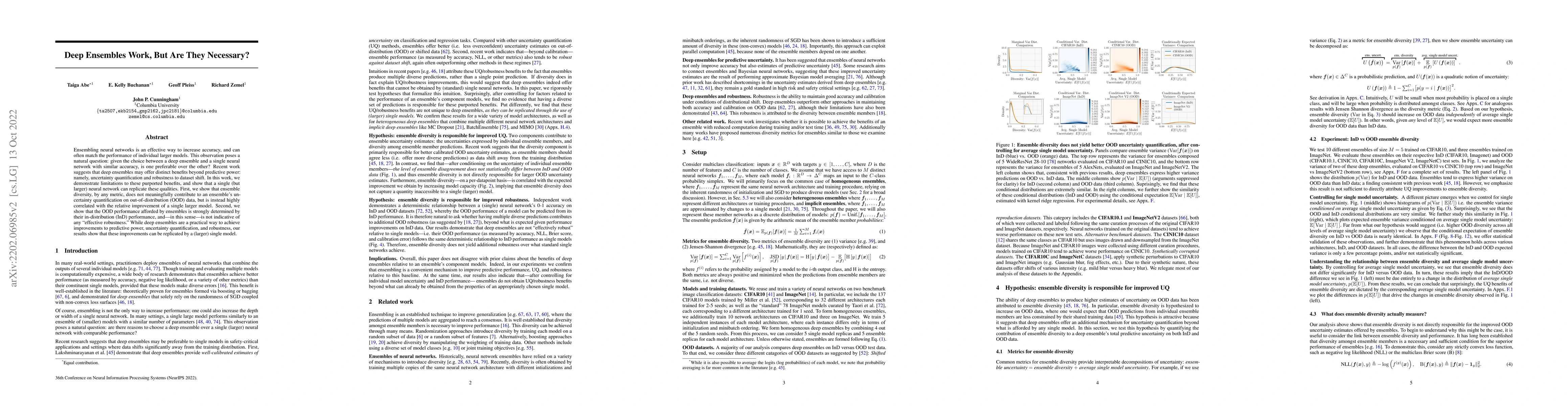 Thumbnail for Deep Ensembles Work, But Are They Necessary?