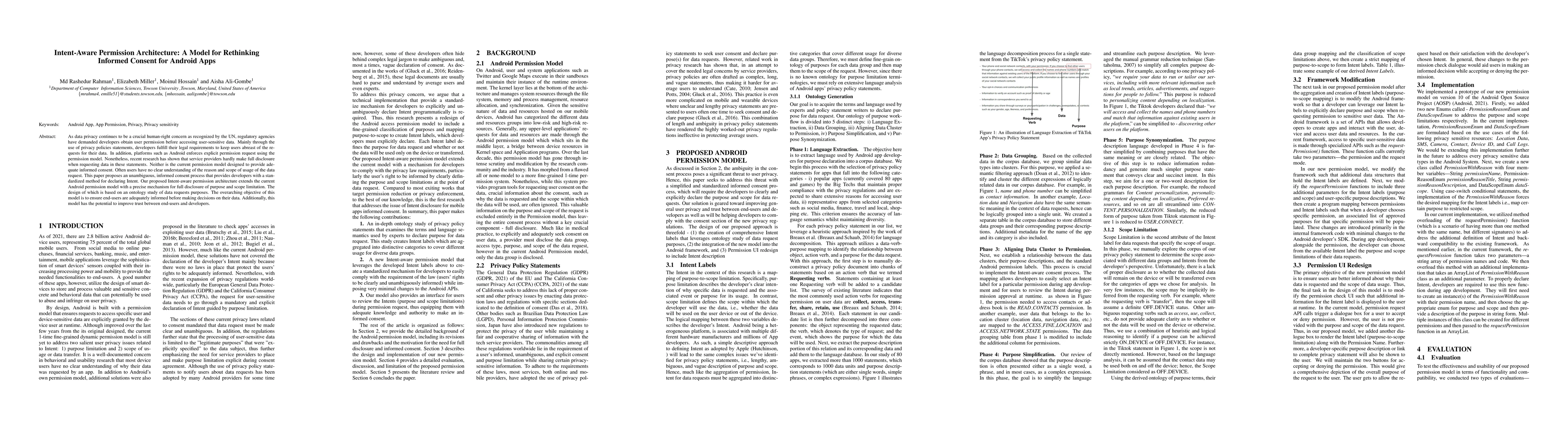 Thumbnail for Intent-Aware Permission Architecture: A Model for Rethinking Informed
  Consent for Android Apps