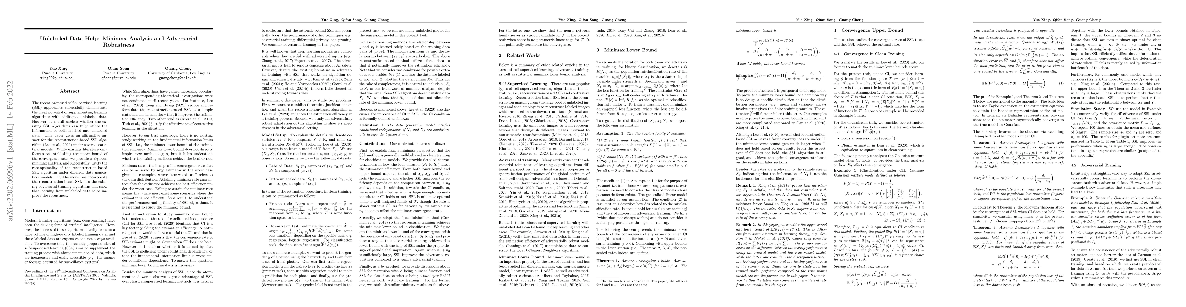 Thumbnail for Unlabeled Data Help: Minimax Analysis and Adversarial Robustness