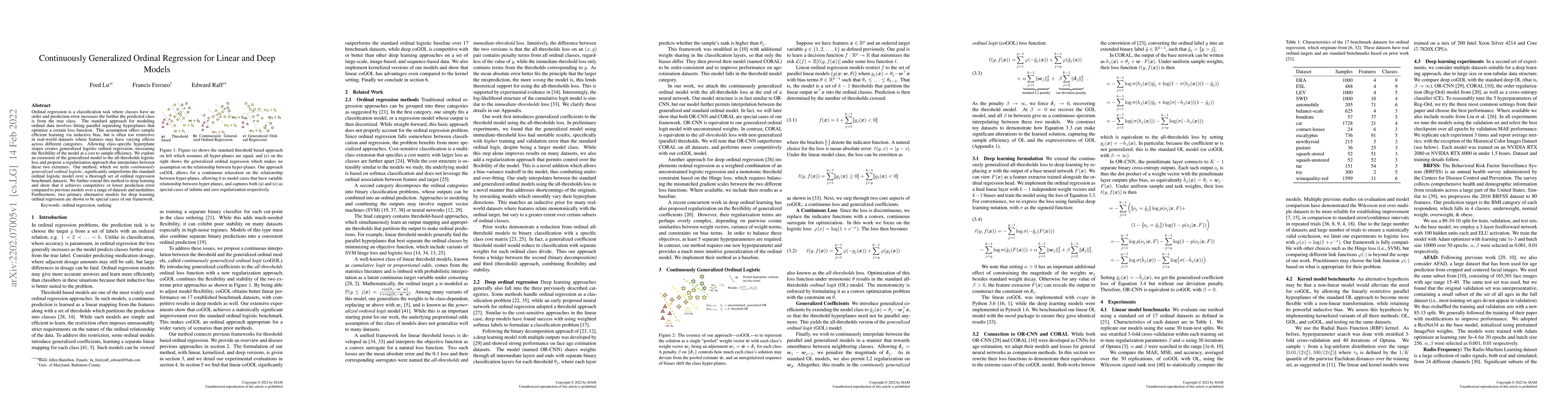 Thumbnail for Continuously Generalized Ordinal Regression for Linear and Deep Models