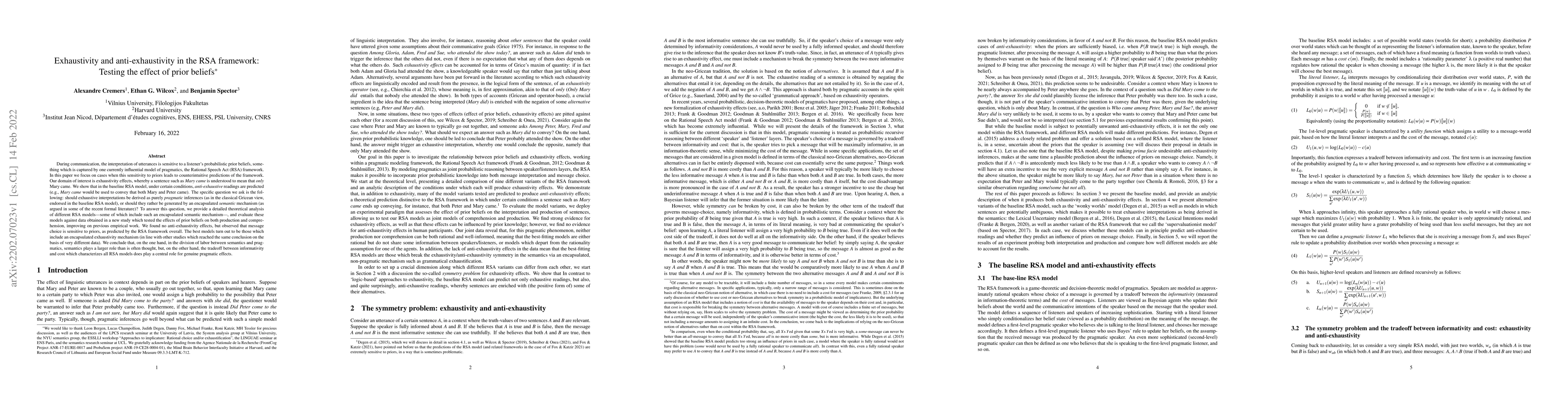 Thumbnail for Exhaustivity and anti-exhaustivity in the RSA framework: Testing the
  effect of prior beliefs