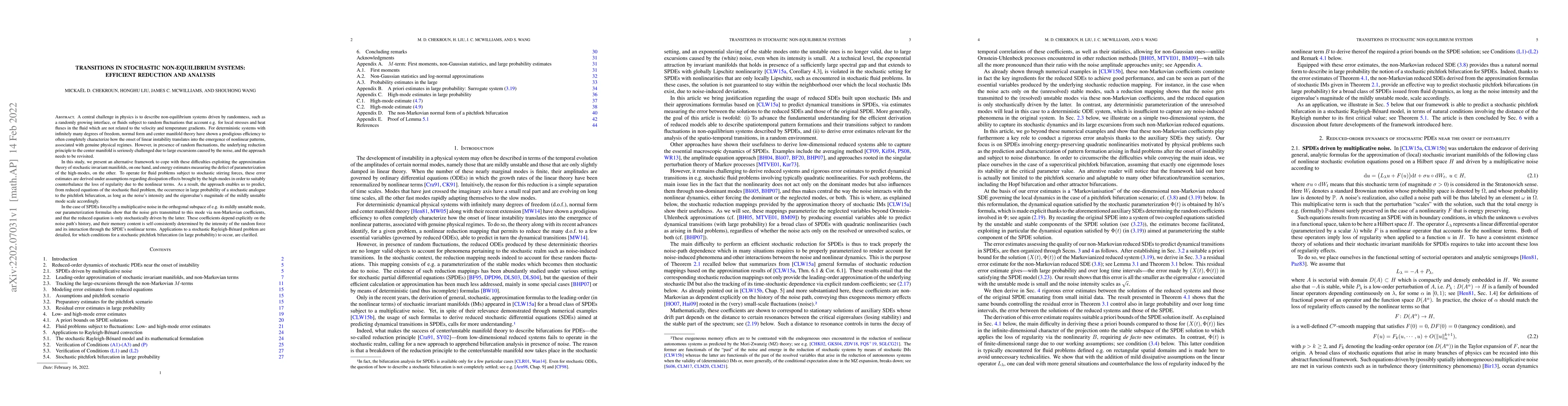 Thumbnail for Transitions in Stochastic Non-equilibrium Systems: Efficient Reduction
  and Analysis