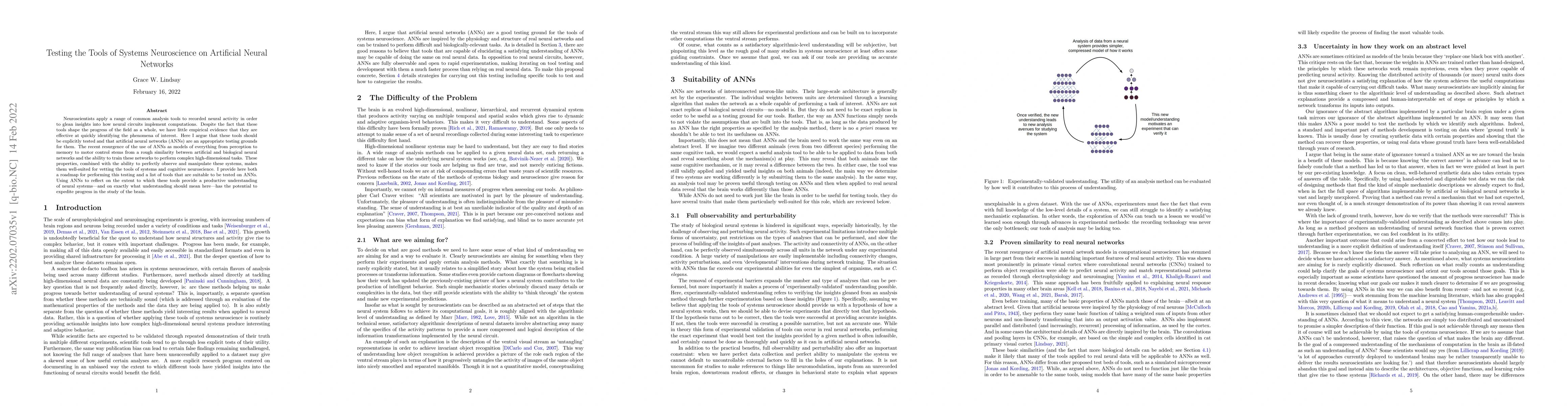 Thumbnail for Testing the Tools of Systems Neuroscience on Artificial Neural Networks