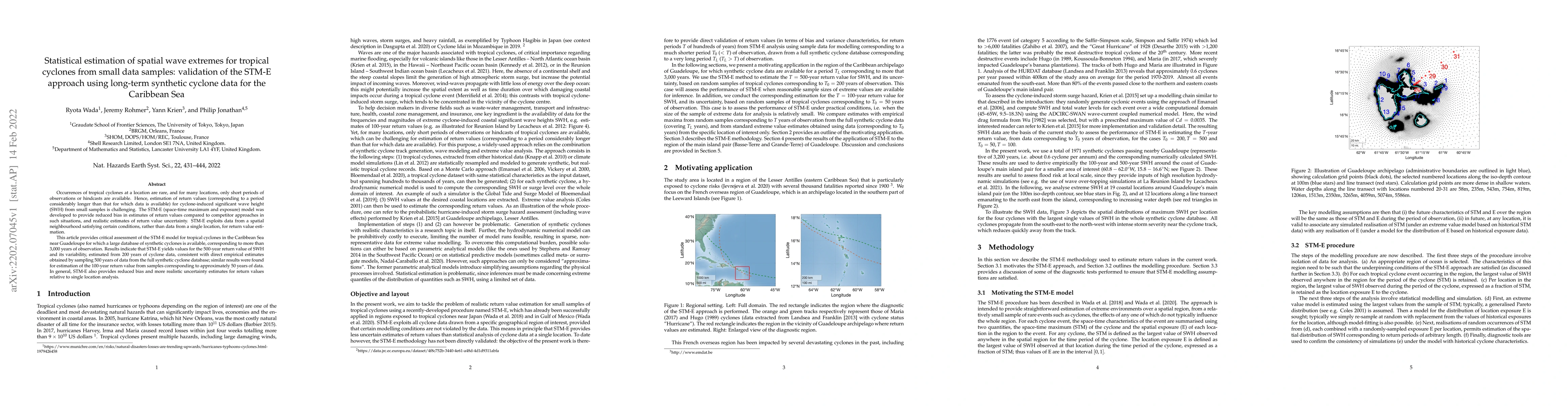 Thumbnail for Statistical estimation of spatial wave extremes for tropical cyclones
  from small data samples: validation of the STM-E approach using long-term
  synthetic cyclone data for the Caribbean Sea