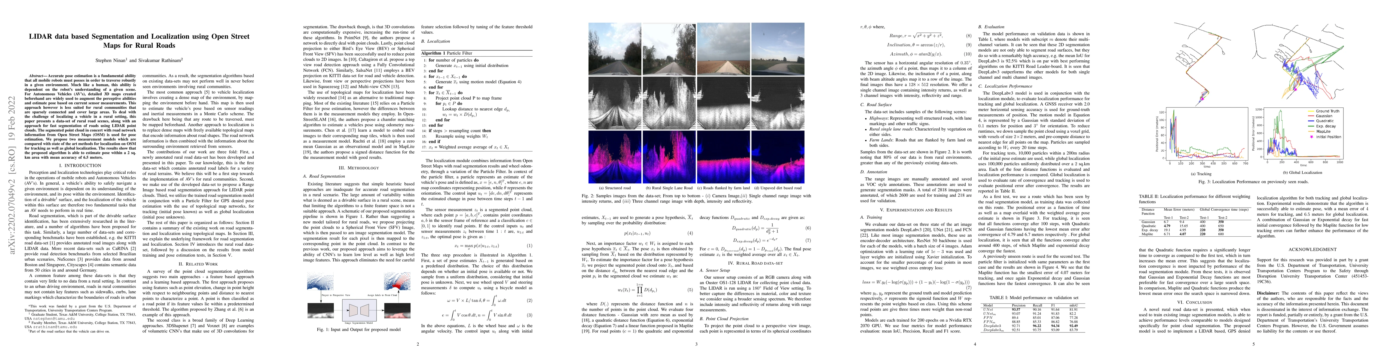 Thumbnail for LIDAR data based Segmentation and Localization using Open Street Maps
  for Rural Roads