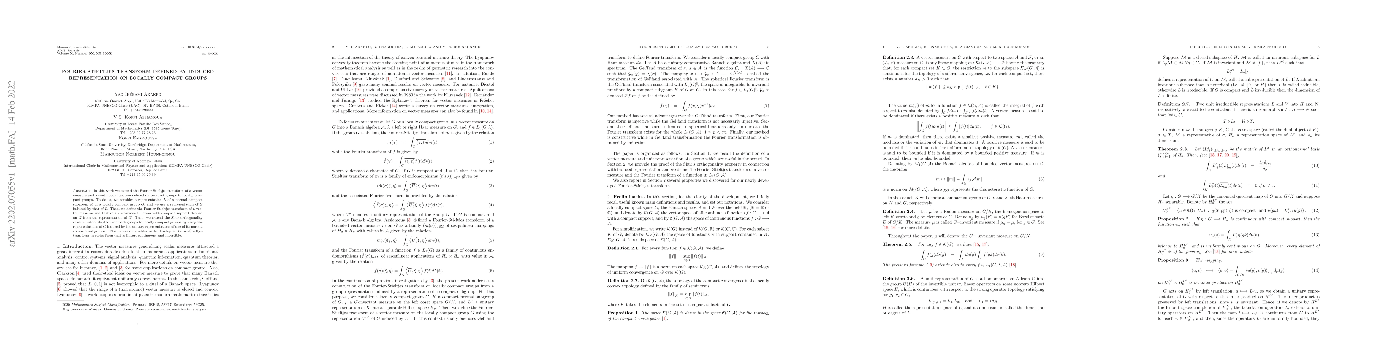 Thumbnail for Fourier-Stieltjes transform defined by induced representation on locally
  compact groups