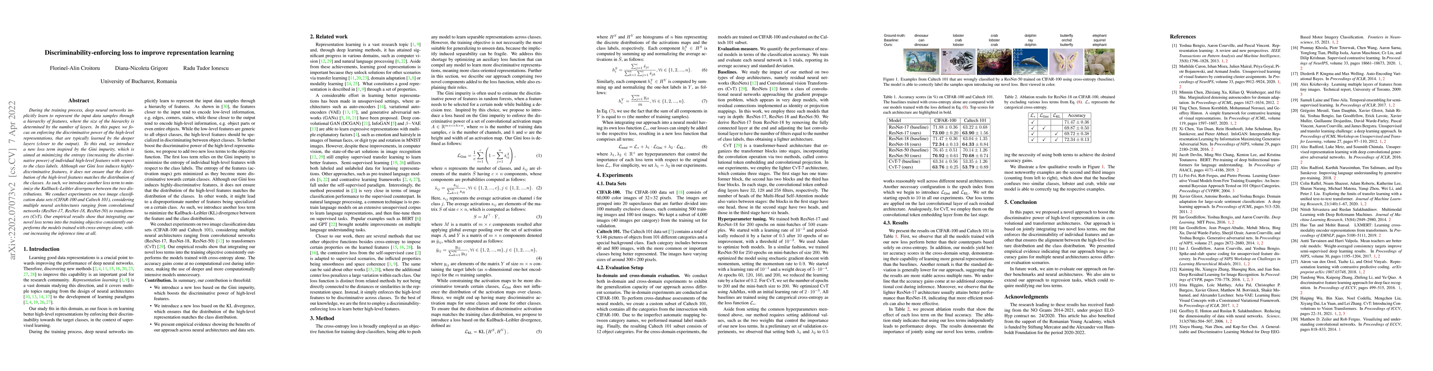 Thumbnail for Discriminability-enforcing loss to improve representation learning