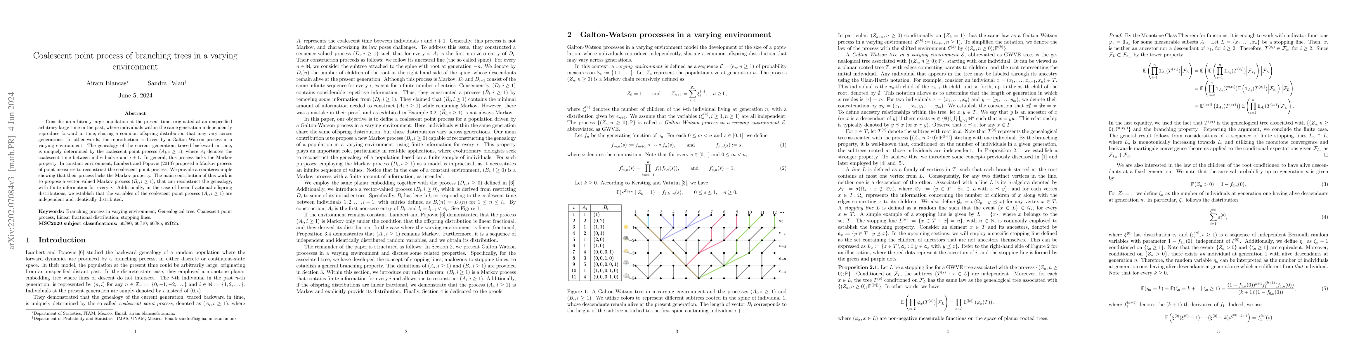 Thumbnail for Coalescent point process of branching trees in varying environment