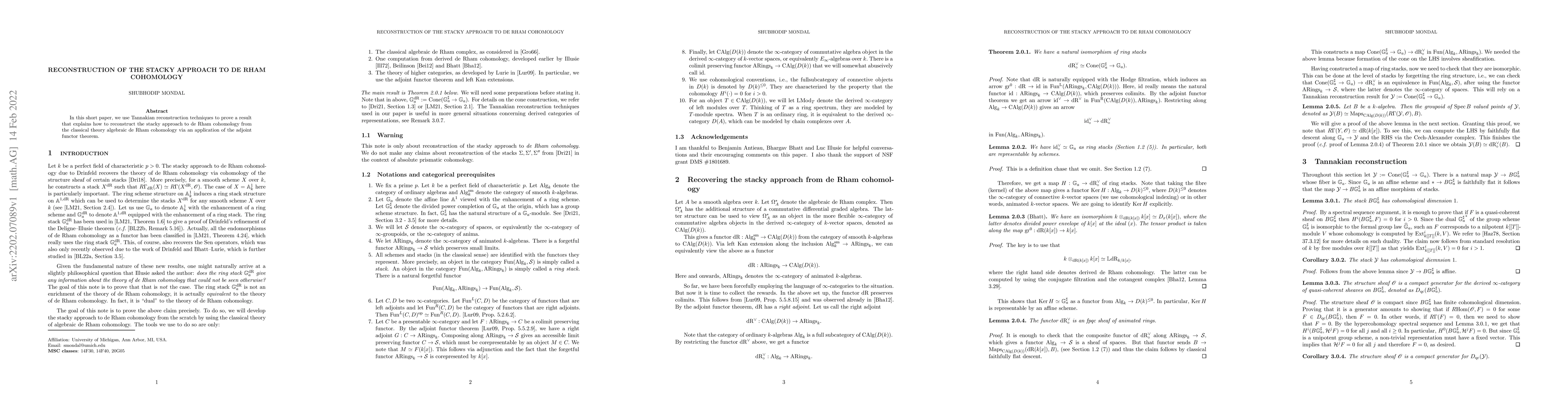 Thumbnail for Reconstruction of the stacky approach to de Rham cohomology