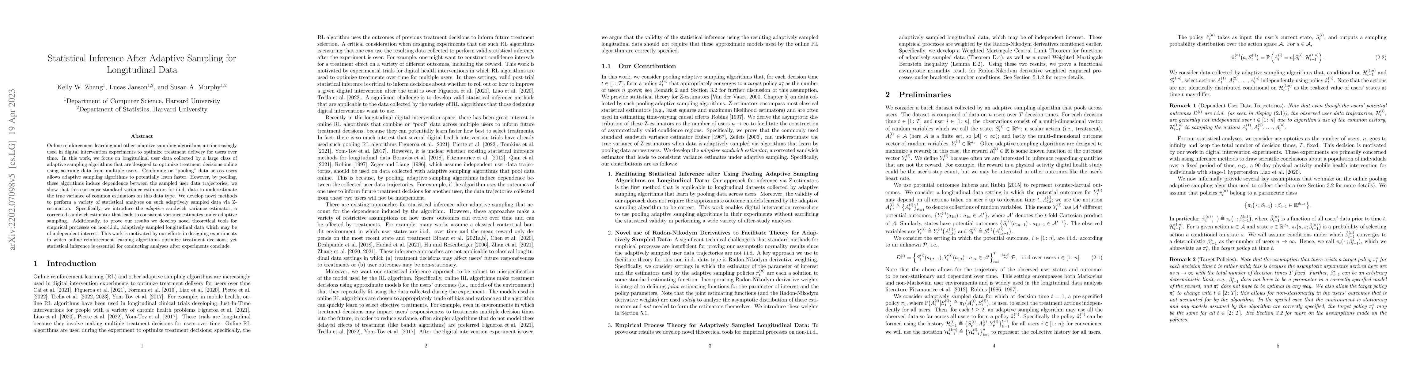 Thumbnail for Statistical Inference After Adaptive Sampling for Longitudinal Data