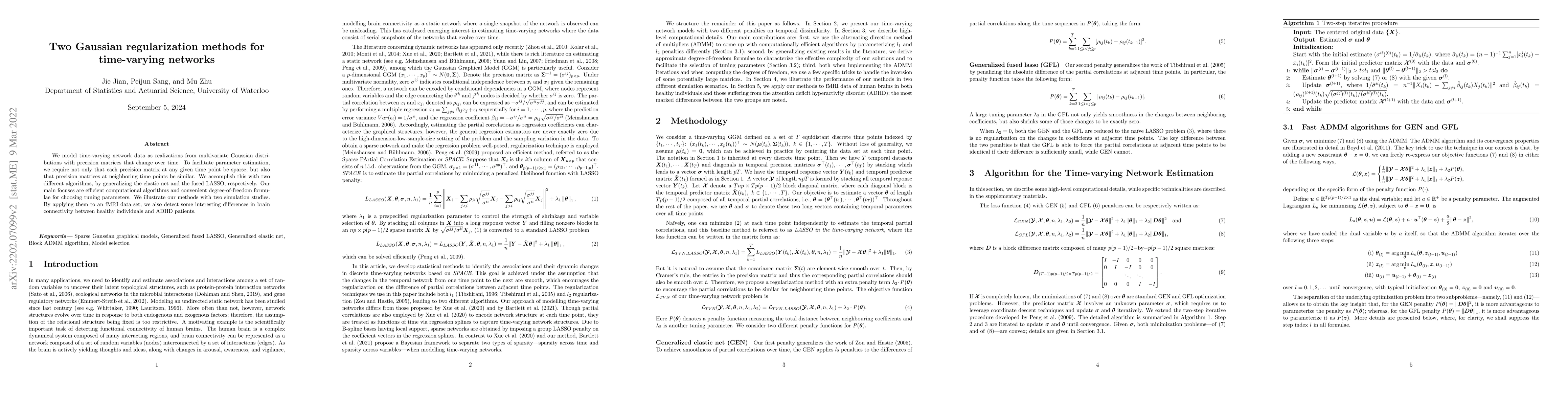 Thumbnail for Two Gaussian regularization methods for time-varying networks
