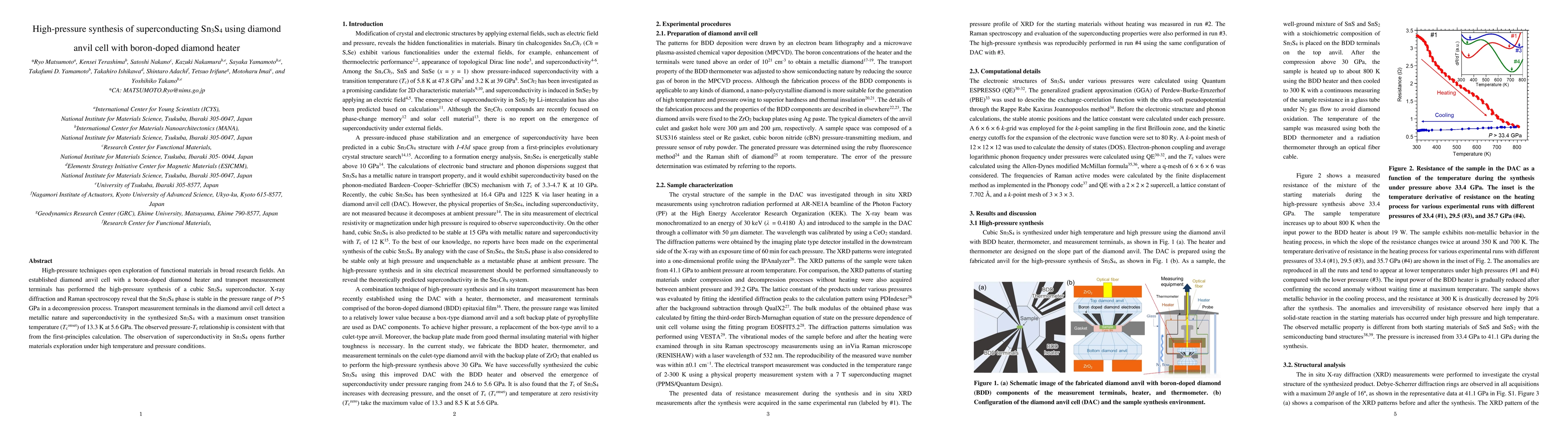 Thumbnail for High-pressure synthesis of superconducting Sn$_{3}$S$_{4}$ using diamond
  anvil cell with boron-doped diamond heater