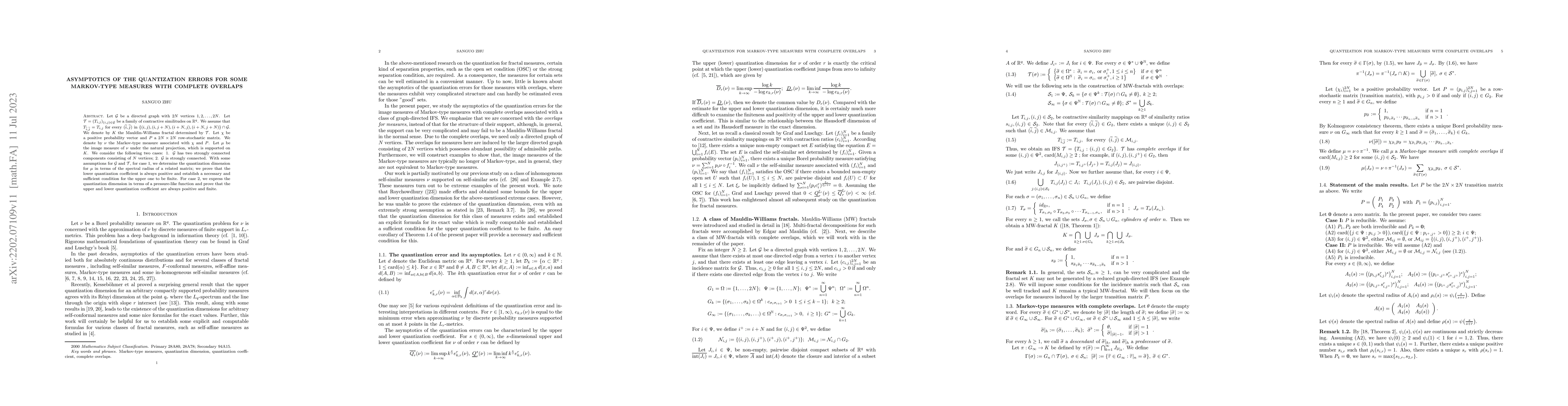 Thumbnail for Asymptotics of the quantization errors for some Markov-type measures
  with complete overlaps