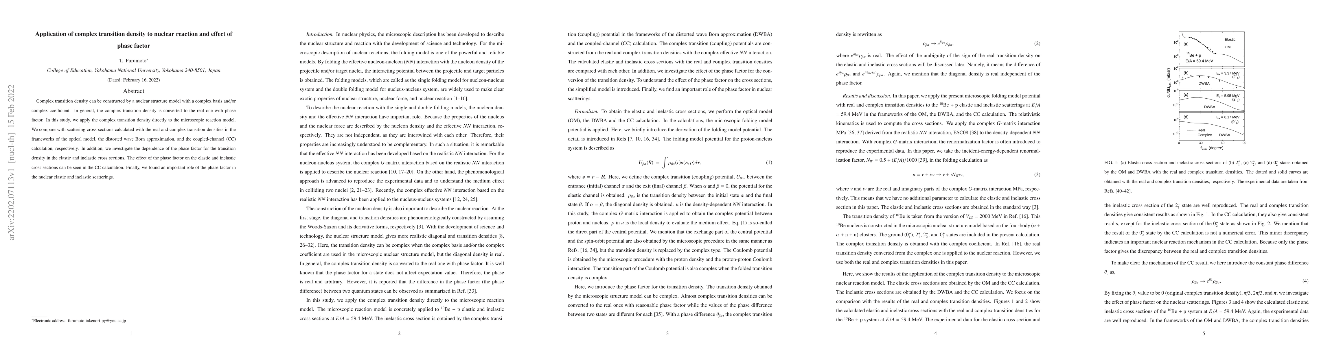 Thumbnail for Application of complex transition density to nuclear reaction and effect
  of phase factor