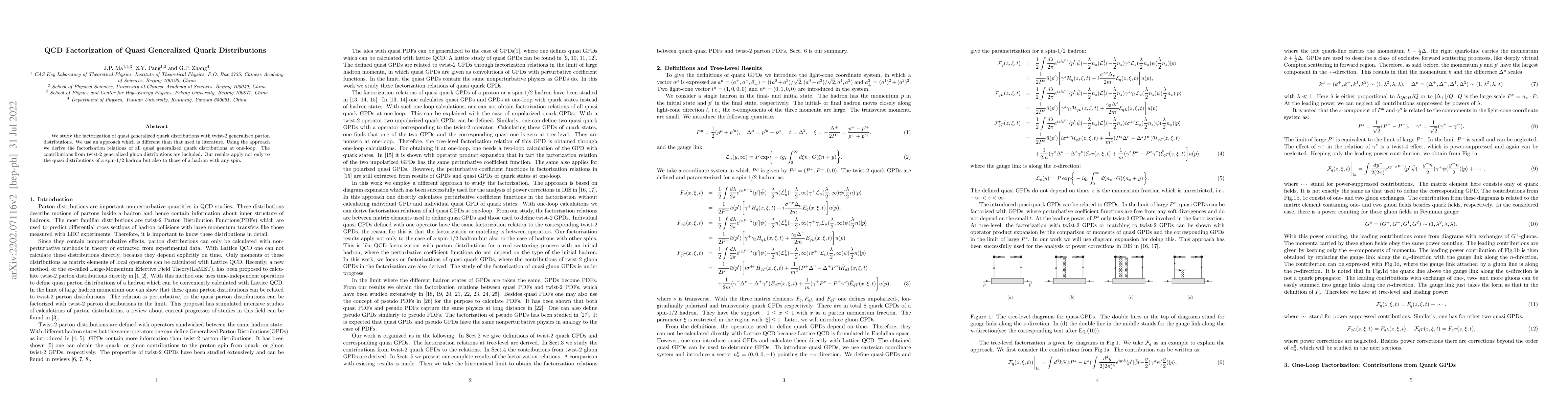 Thumbnail for QCD Factorization of Quasi Generalized Quark Distributions
