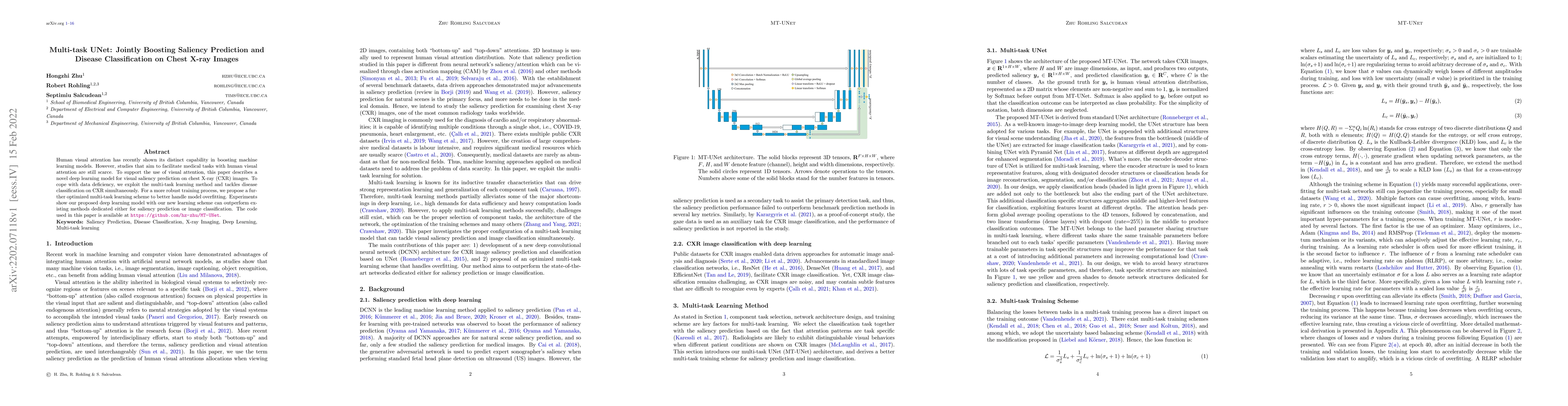 Thumbnail for Multi-task UNet: Jointly Boosting Saliency Prediction and Disease
  Classification on Chest X-ray Images