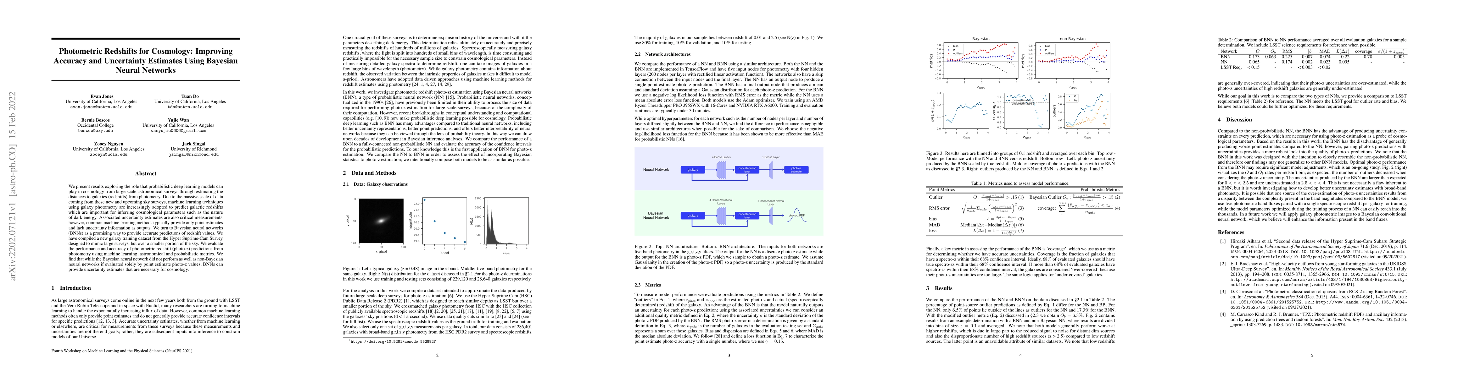 Thumbnail for Photometric Redshifts for Cosmology: Improving Accuracy and Uncertainty
  Estimates Using Bayesian Neural Networks