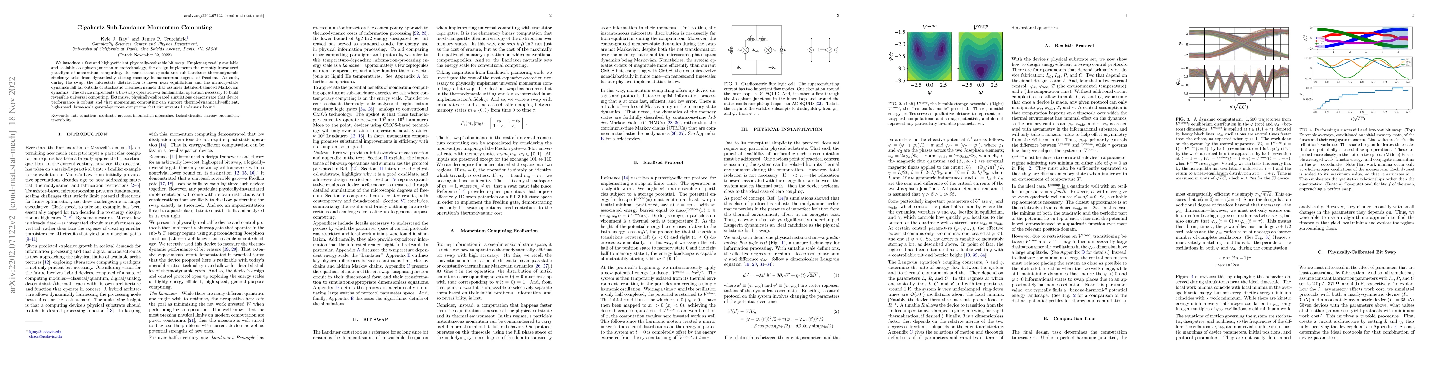 Thumbnail for Gigahertz Sub-Landauer Momentum Computing