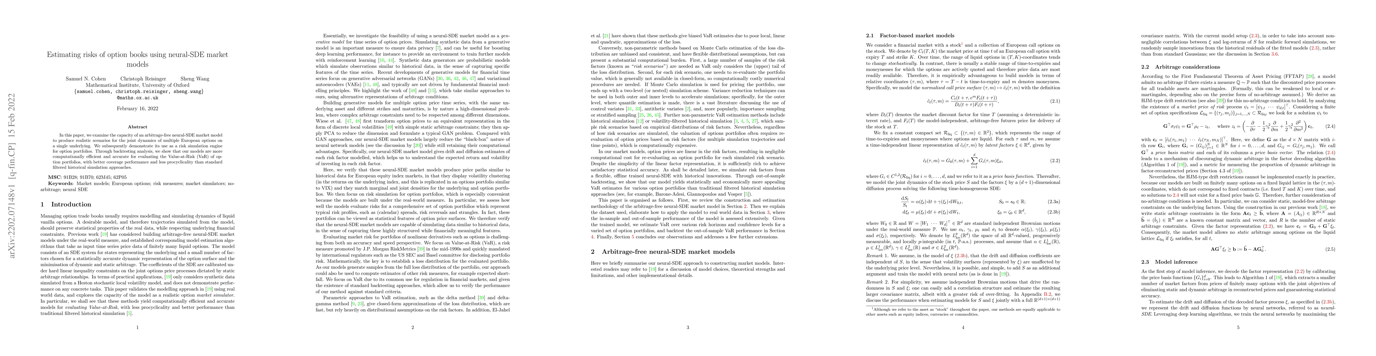 Thumbnail for Estimating risks of option books using neural-SDE market models