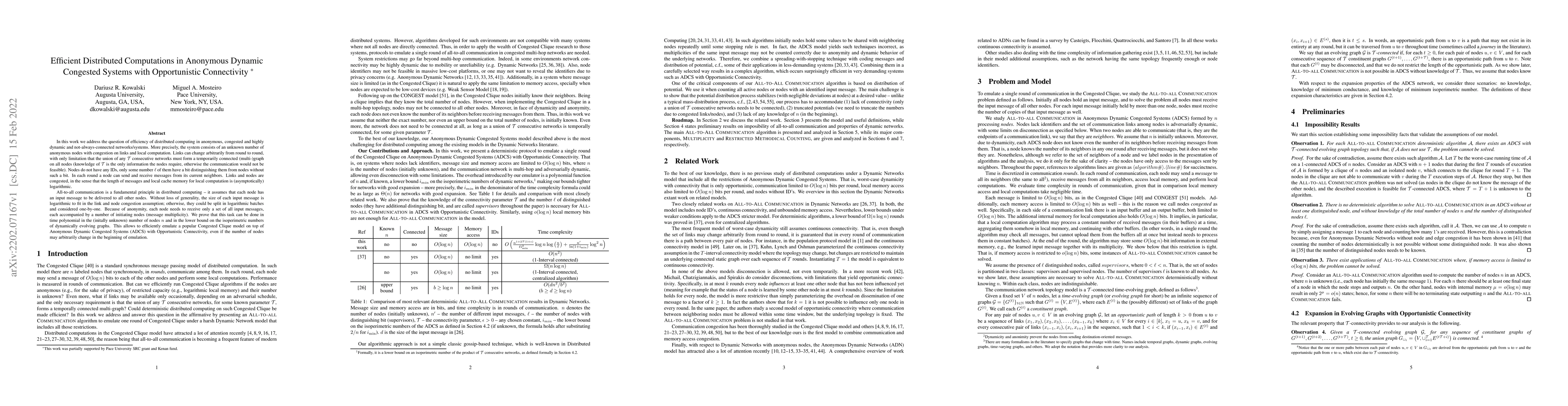 Thumbnail for Efficient Distributed Computations in Anonymous Dynamic Congested
  Systems with Opportunistic Connectivity
