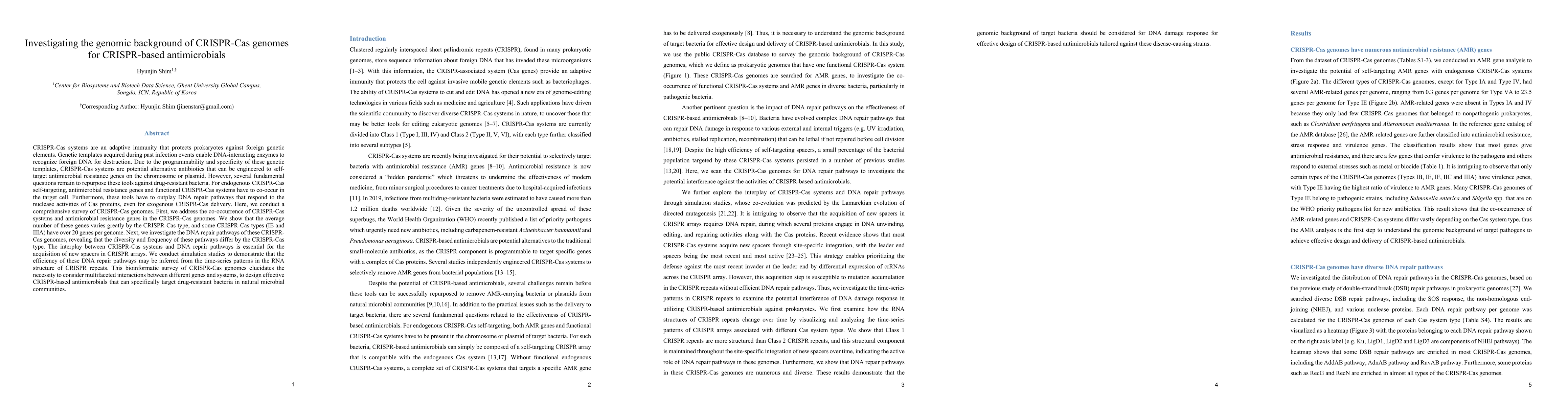Thumbnail for Investigating the genomic background of CRISPR-Cas genomes for
  CRISPR-based antimicrobials