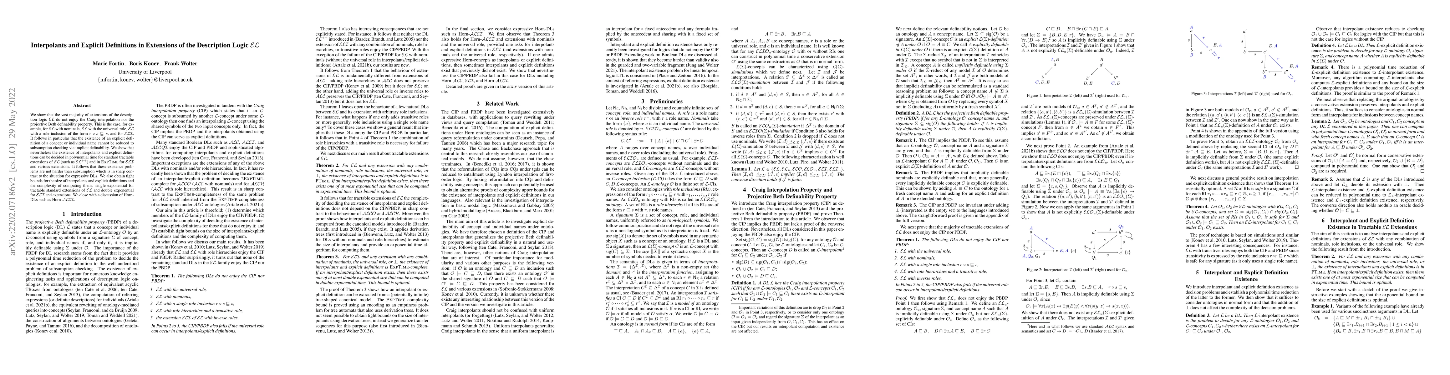 Thumbnail for Interpolants and Explicit Definitions in Extensions of the Description
  Logic EL
