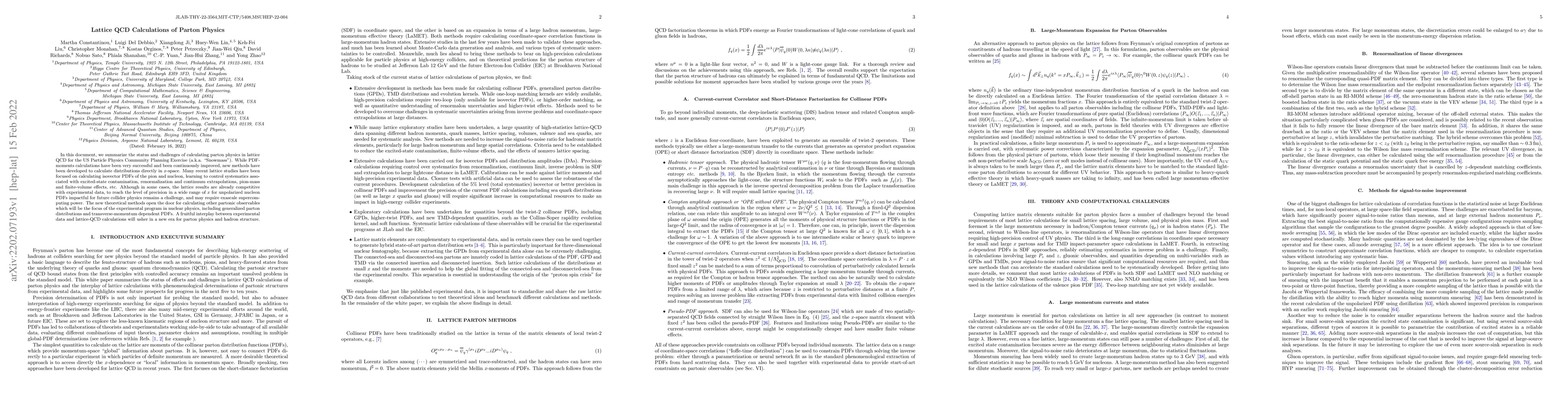 Thumbnail for Lattice QCD Calculations of Parton Physics