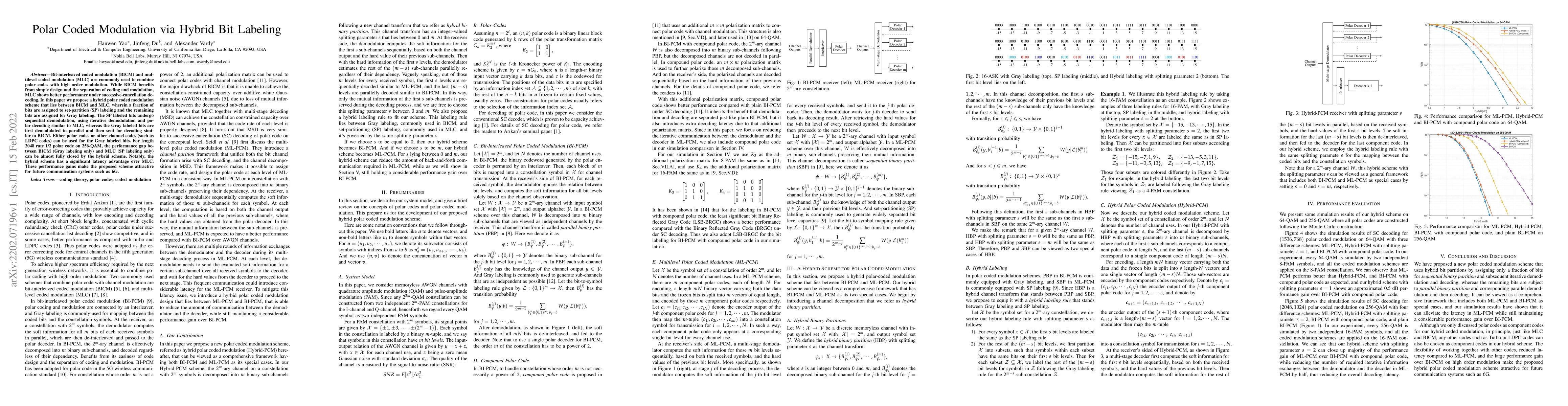 Thumbnail for Polar Coded Modulation via Hybrid Bit Labeling