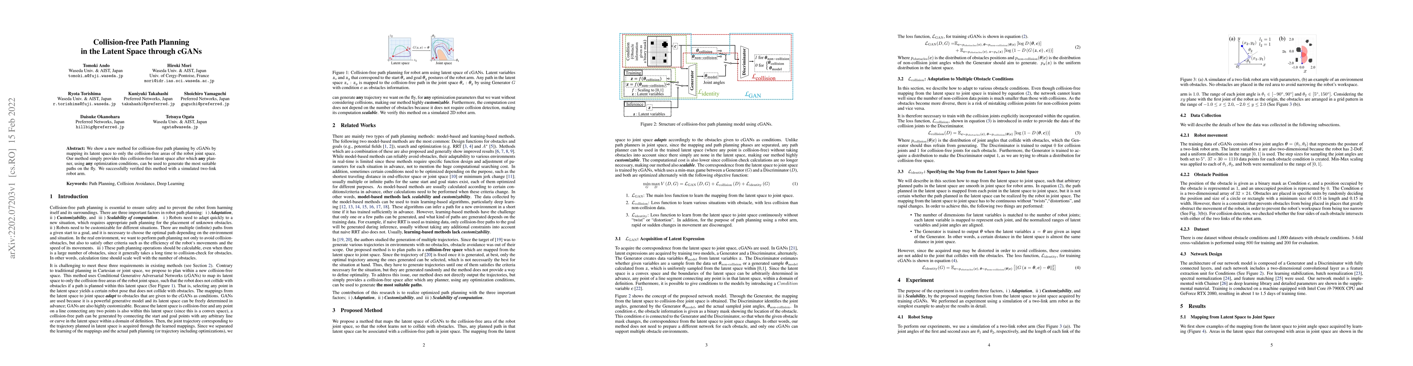 Thumbnail for Collision-free Path Planning in the Latent Space through cGANs