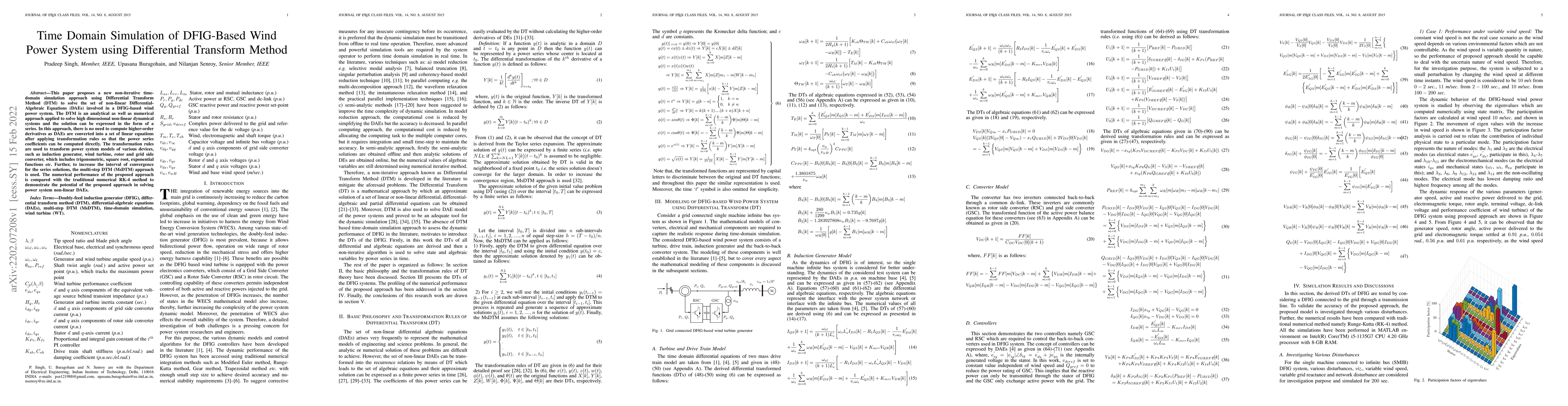 Thumbnail for Time Domain Simulation of DFIG-Based Wind Power System using
  Differential Transform Method