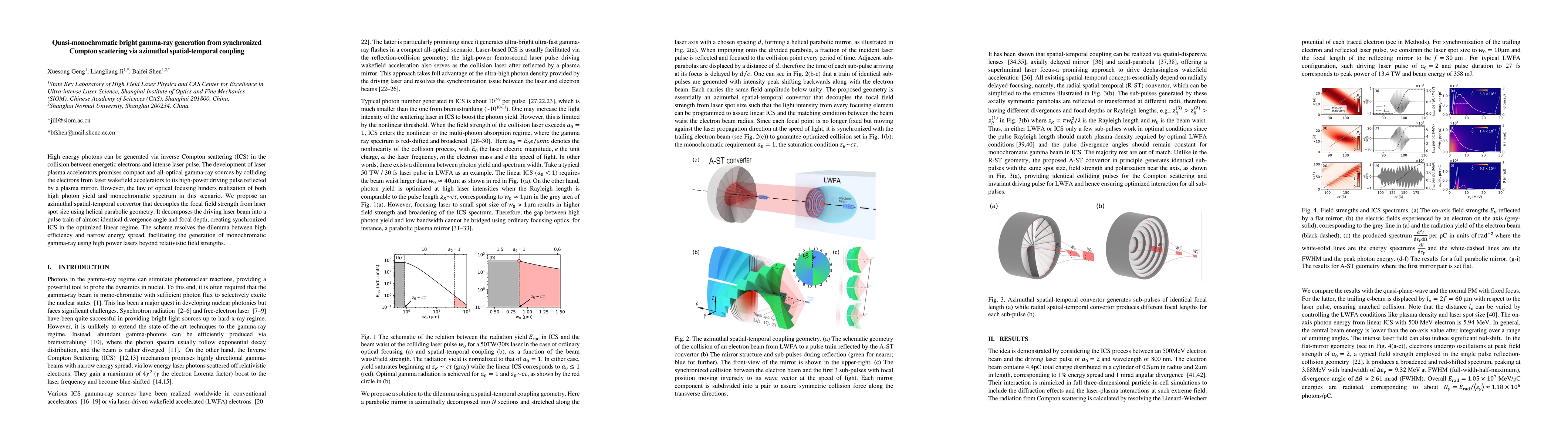 Thumbnail for Quasi-monochromatic bright gamma-ray generation from synchronized
  Compton scattering via azimuthal spatial-temporal coupling