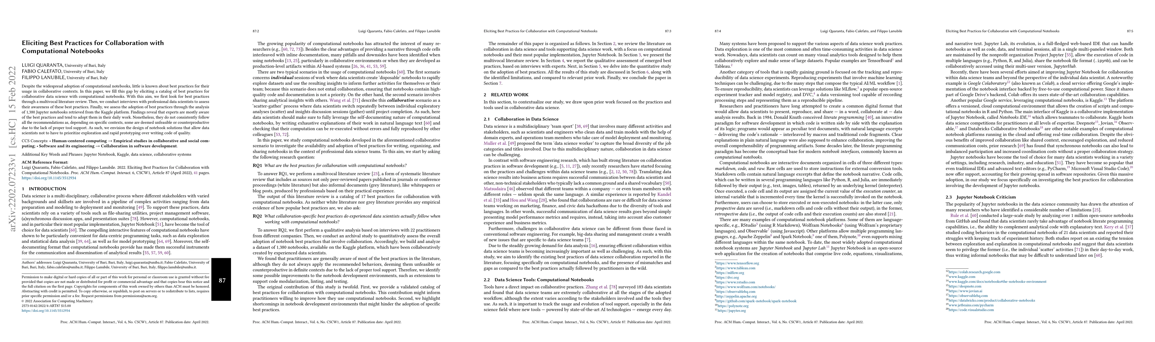 Thumbnail for Eliciting Best Practices for Collaboration with Computational Notebooks