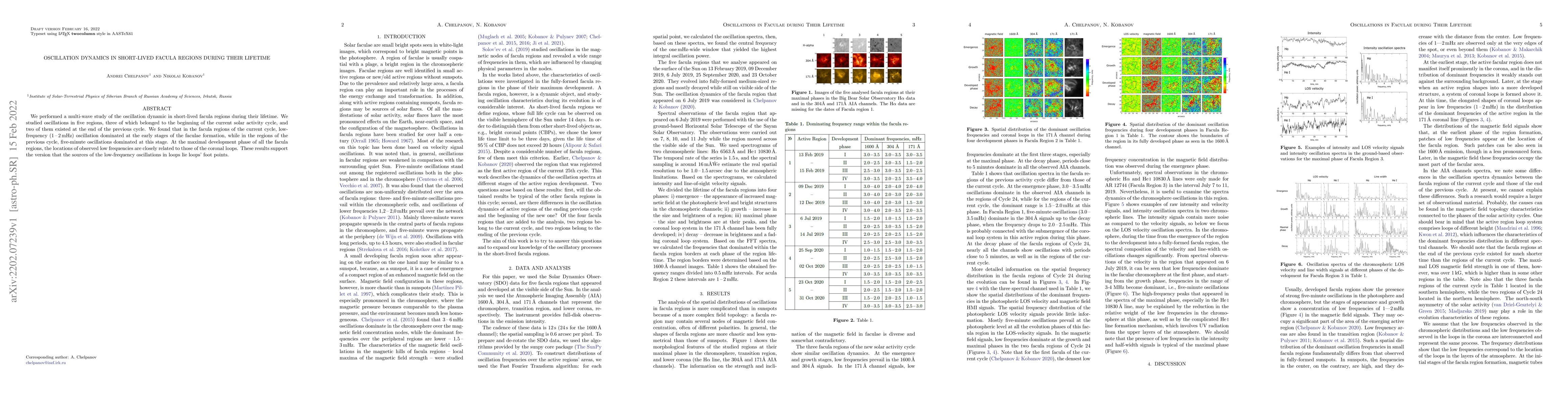 Thumbnail for Oscillation Dynamics in Short-Lived Facula Regions during Their Lifetime