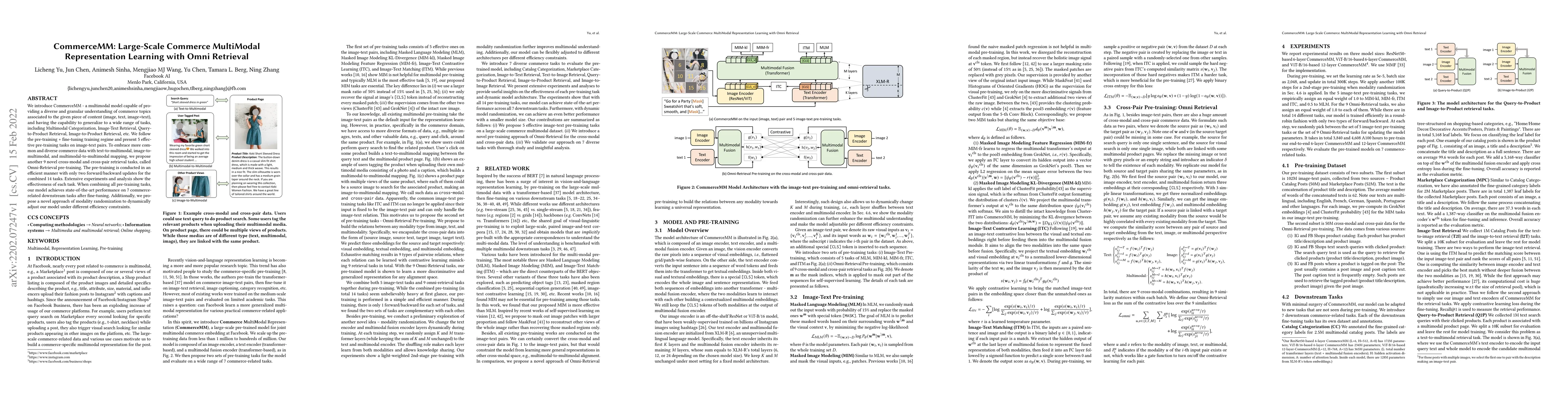 Thumbnail for CommerceMM: Large-Scale Commerce MultiModal Representation Learning with
  Omni Retrieval