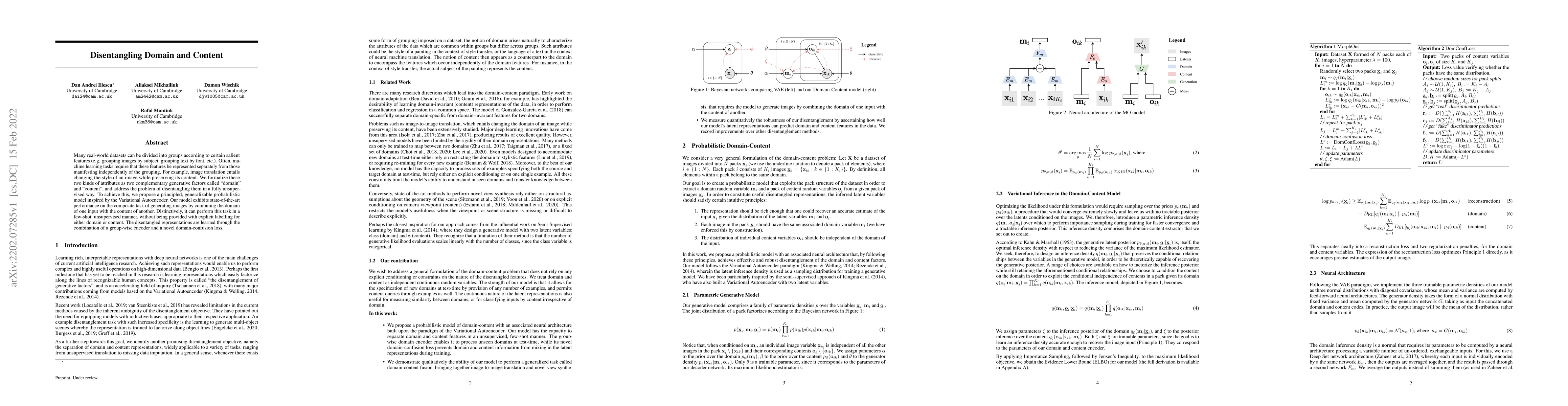 Thumbnail for Disentangling Domain and Content