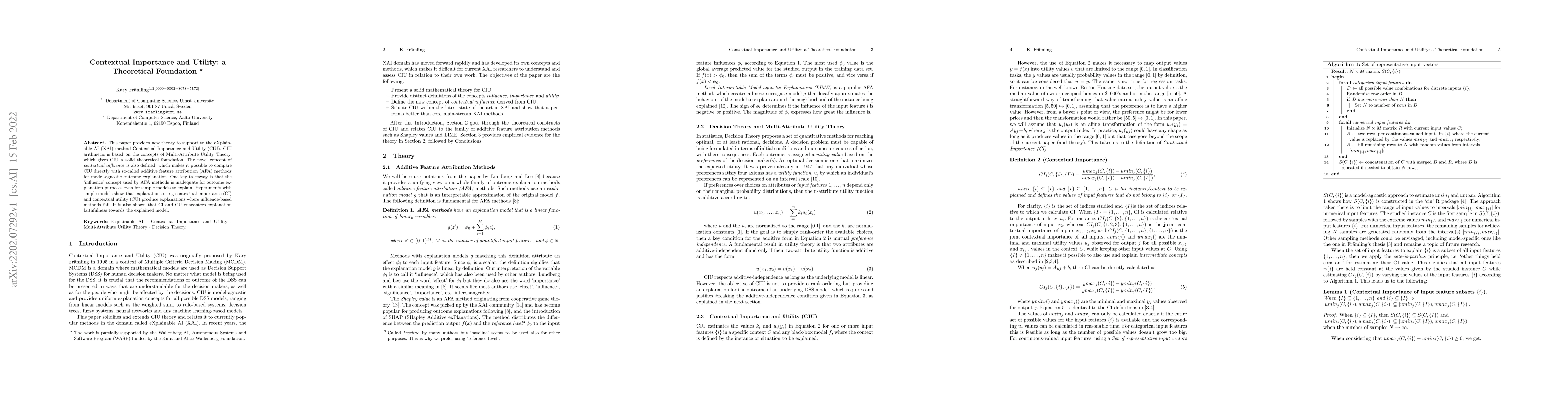 Thumbnail for Contextual Importance and Utility: aTheoretical Foundation