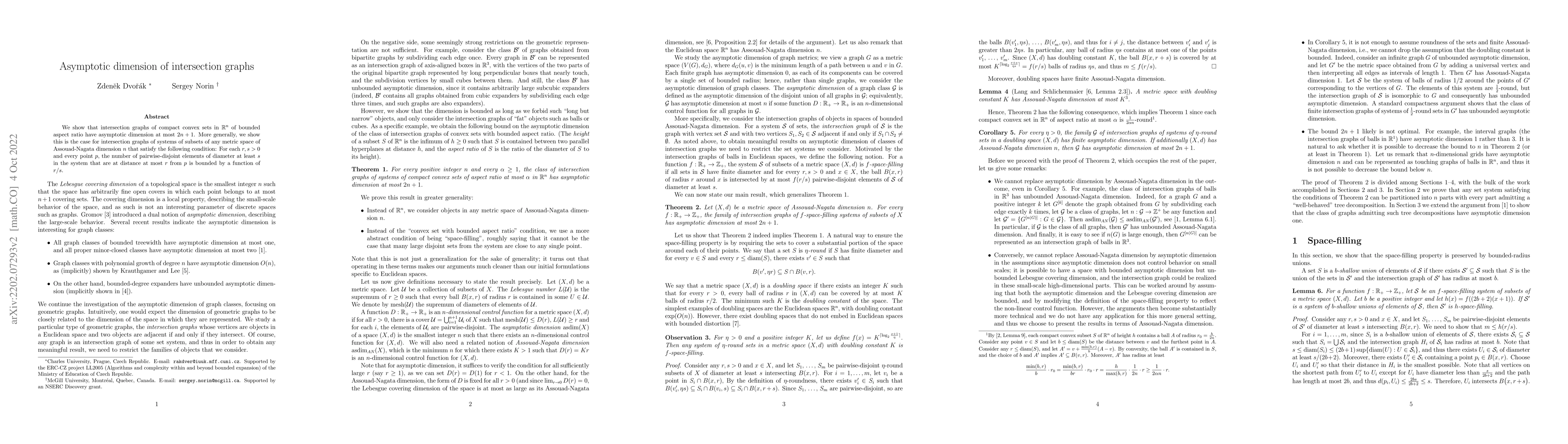 Thumbnail for Asymptotic dimension of intersection graphs