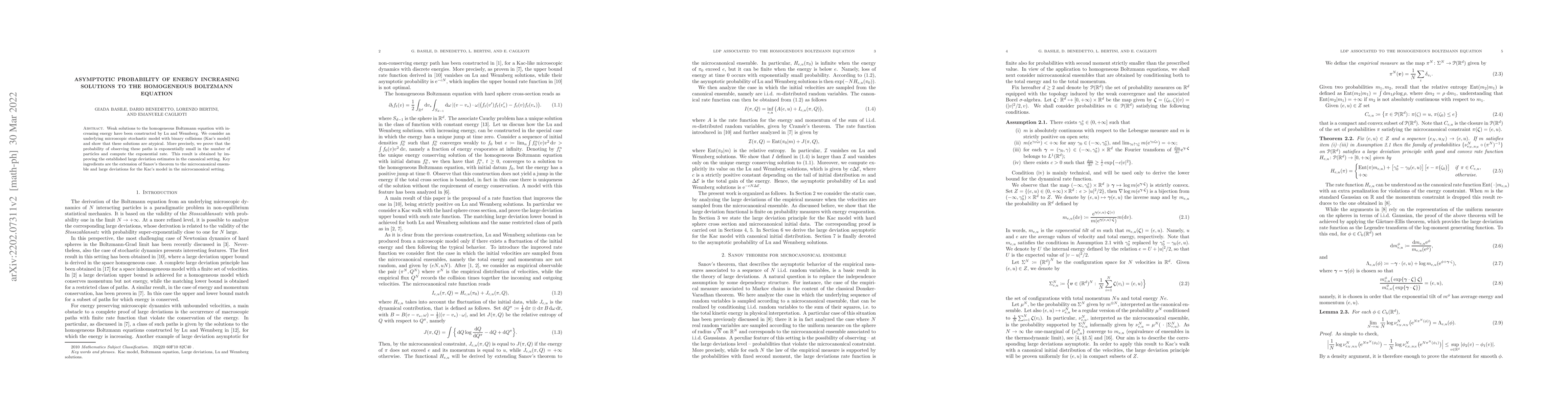 Thumbnail for Asymptotic probability of energy increasing solutions to the homogeneous
  Boltzmann equation
