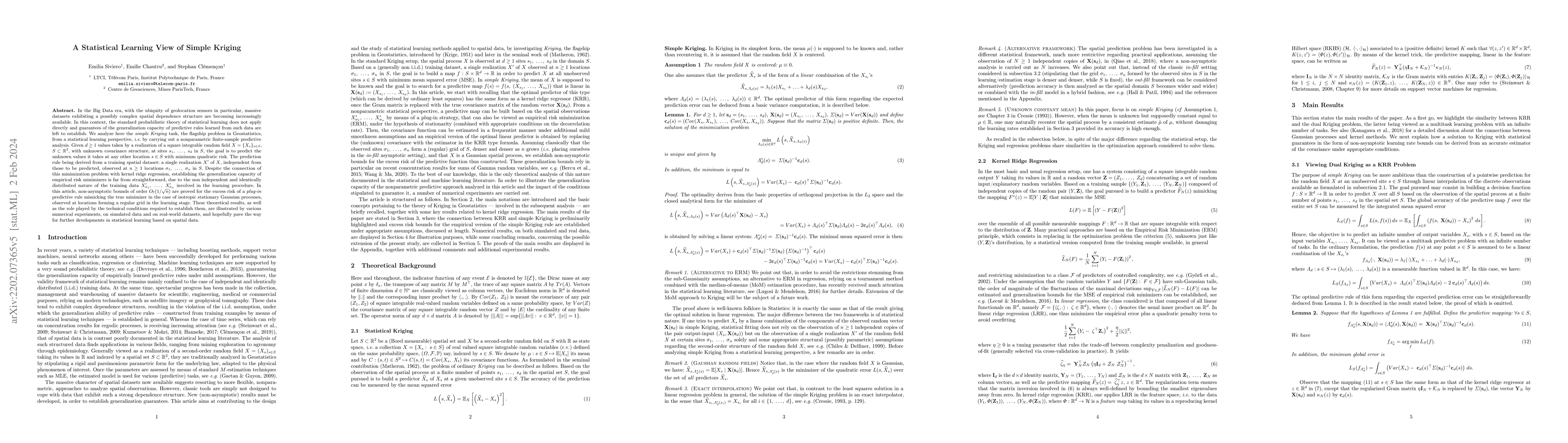 Thumbnail for A Statistical Learning View of Simple Kriging