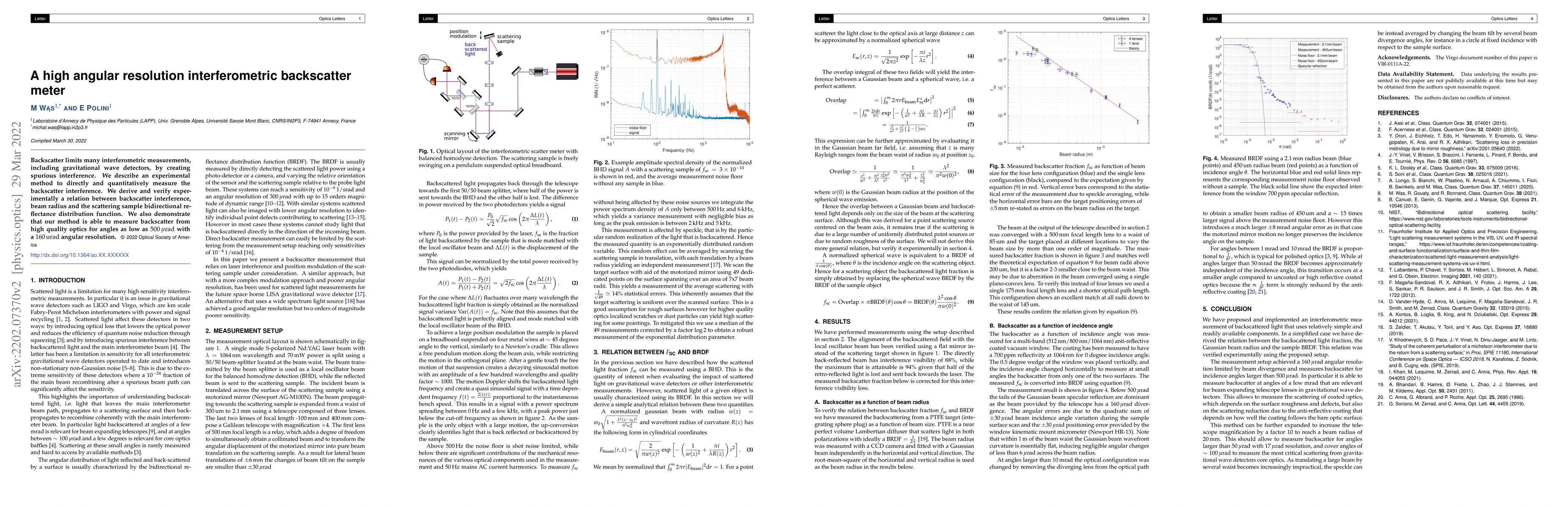 Thumbnail for A high angular resolution interferometric backscatter meter
