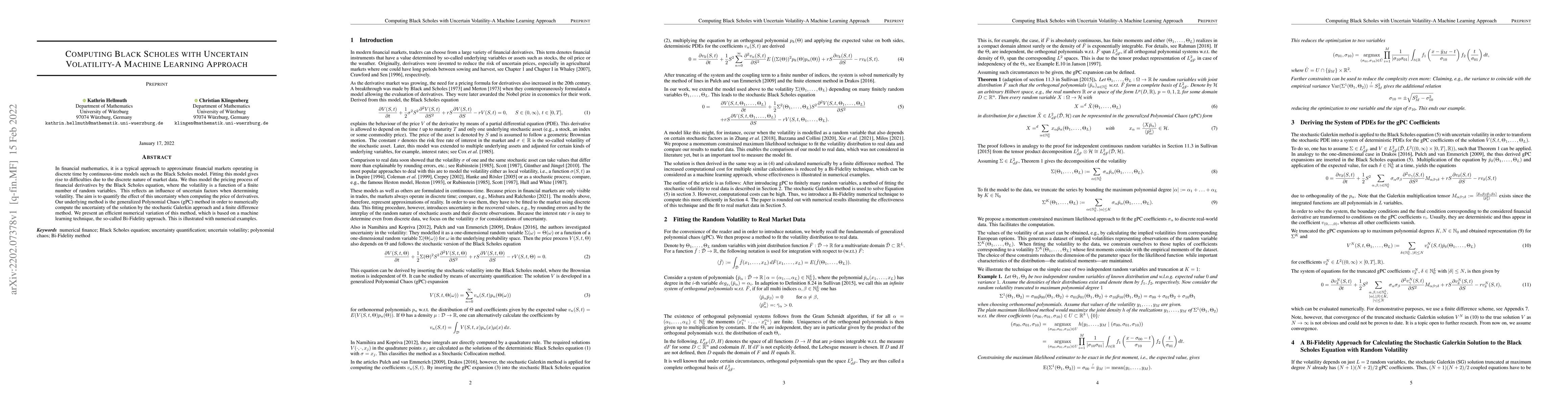 Thumbnail for Computing Black Scholes with Uncertain Volatility-A Machine Learning
  Approach