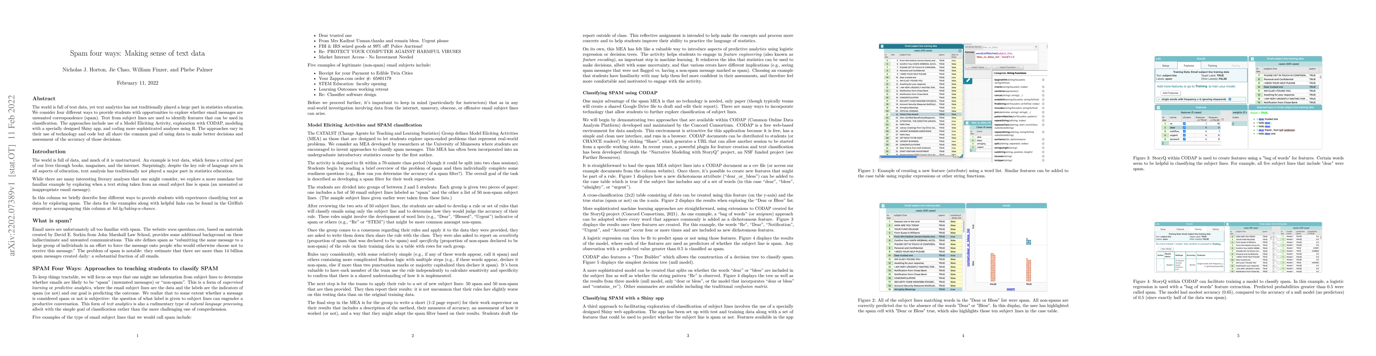 Thumbnail for Spam four ways: Making sense of text data