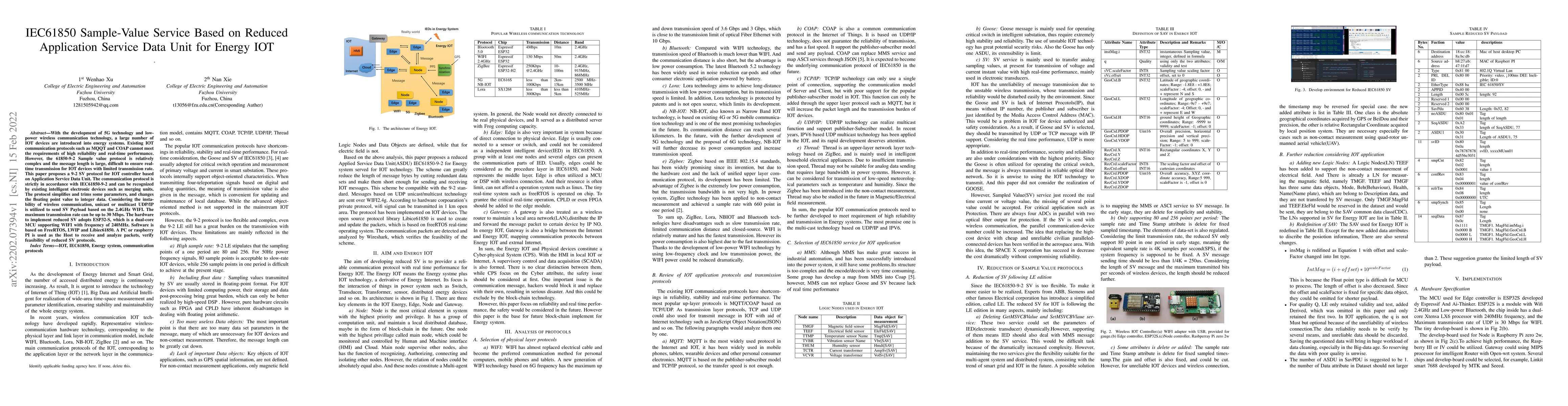 Thumbnail for IEC61850 Sample-Value Service Based on Reduced Application Service Data
  Unit for Energy IOT