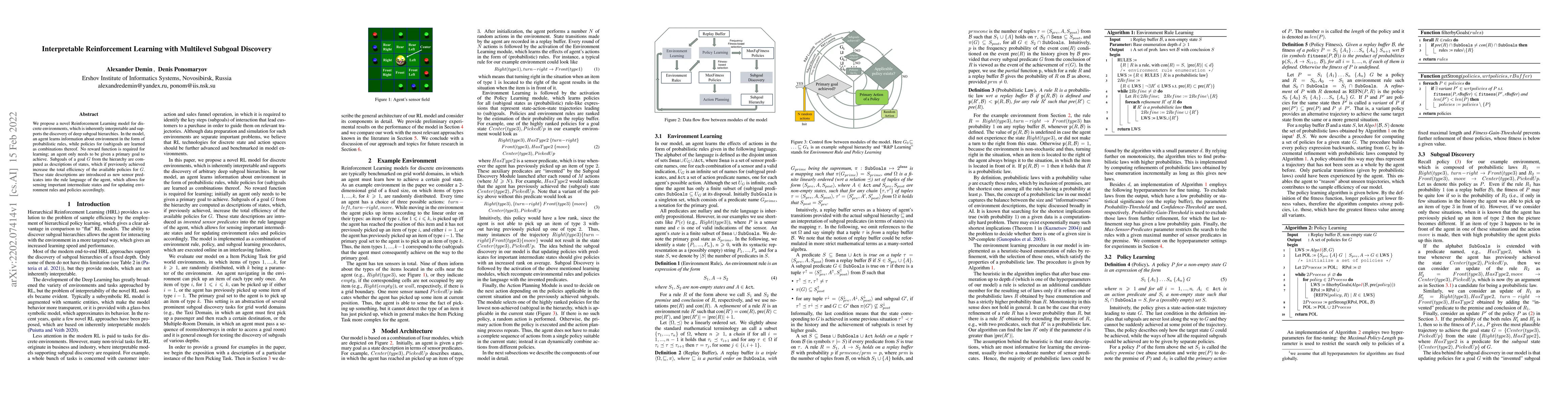 Thumbnail for Interpretable Reinforcement Learning with Multilevel Subgoal Discovery