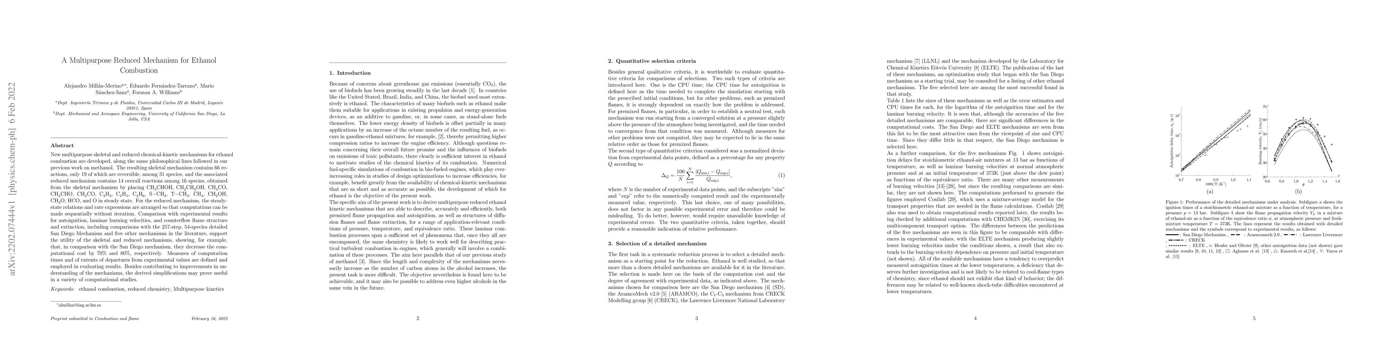 Thumbnail for A Multipurpose Reduced Mechanism for Ethanol Combustion