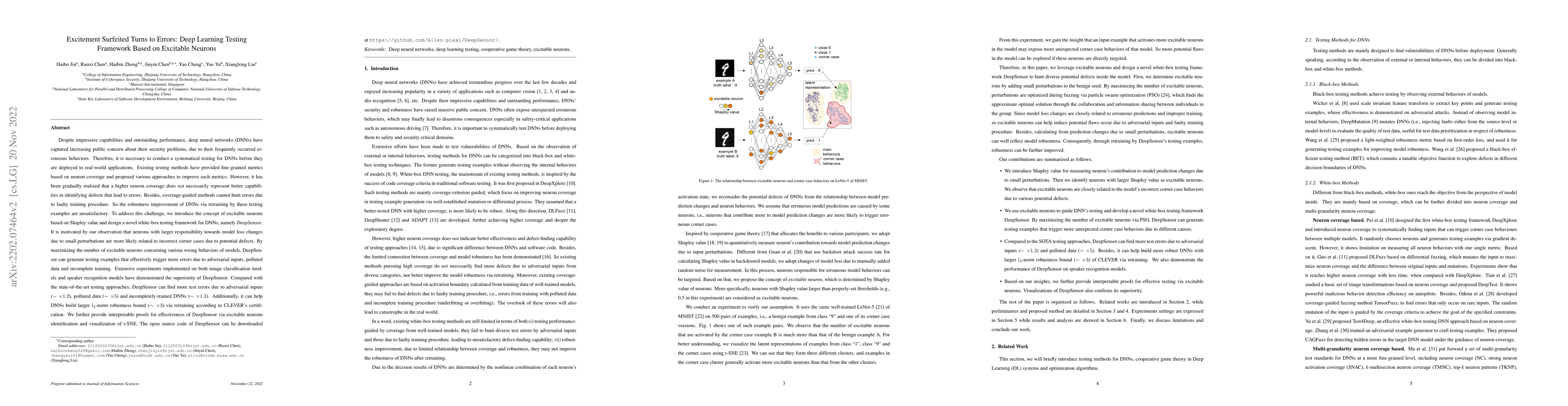 Thumbnail for Excitement Surfeited Turns to Errors: Deep Learning Testing Framework
  Based on Excitable Neurons