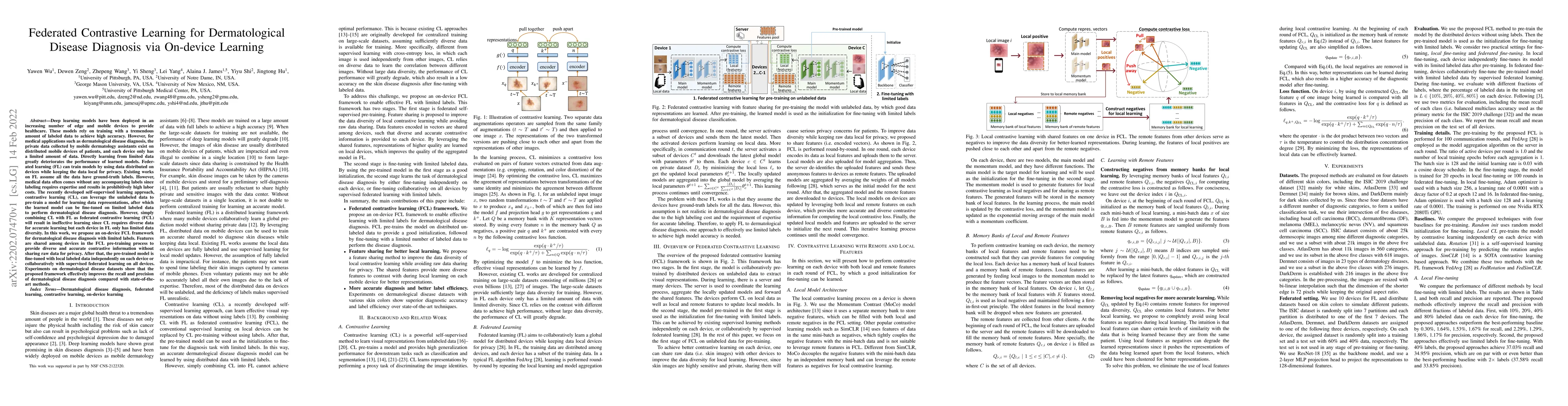 Thumbnail for Federated Contrastive Learning for Dermatological Disease Diagnosis via
  On-device Learning