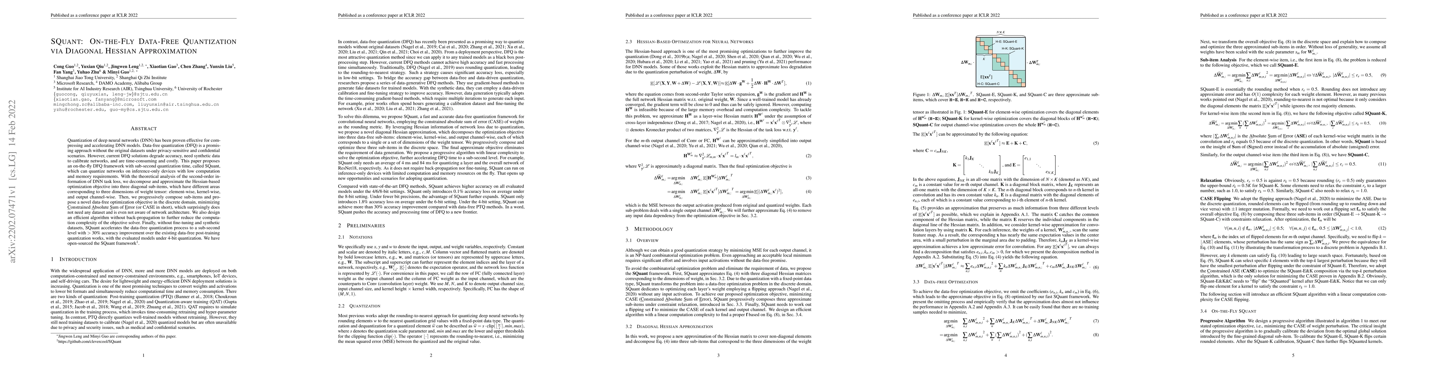 Thumbnail for SQuant: On-the-Fly Data-Free Quantization via Diagonal Hessian
  Approximation