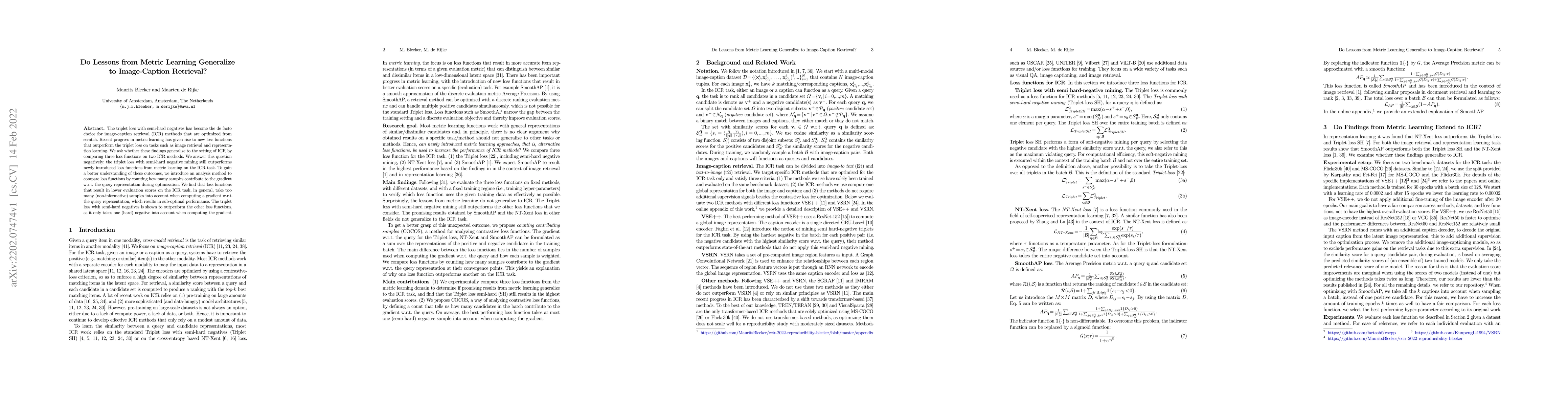 Thumbnail for Do Lessons from Metric Learning Generalize to Image-Caption Retrieval?