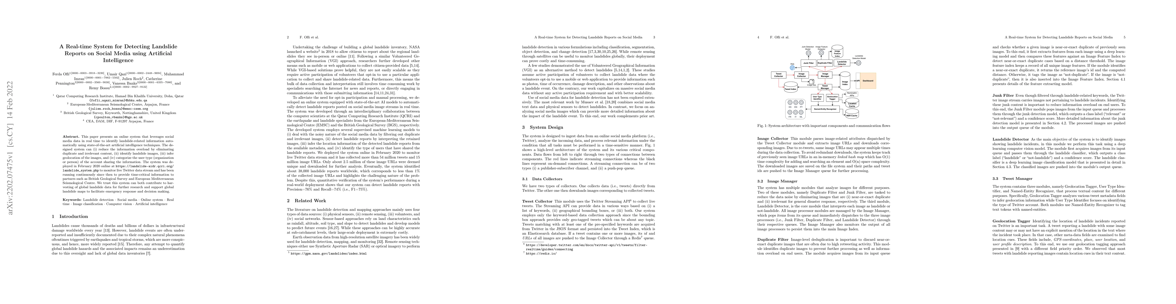 Thumbnail for A Real-time System for Detecting Landslide Reports on Social Media using
  Artificial Intelligence